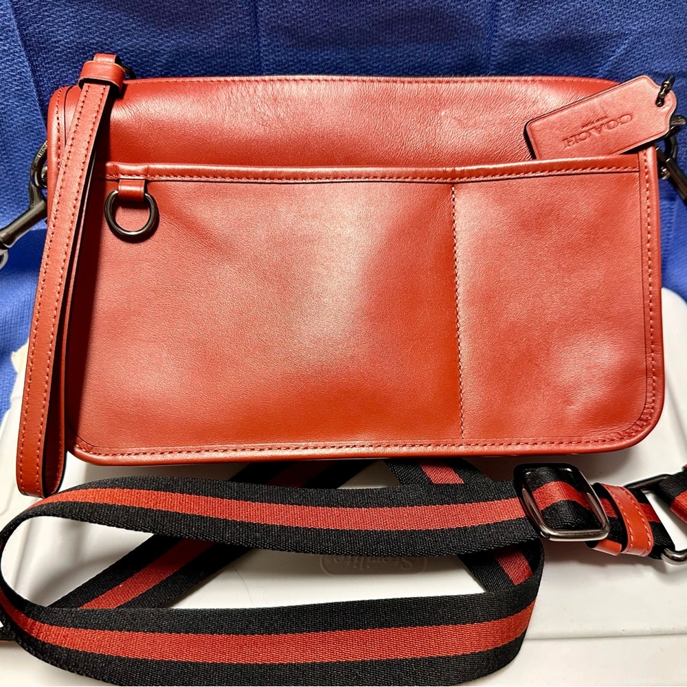 Leather Coach Heritage Convertible crossbody purse.